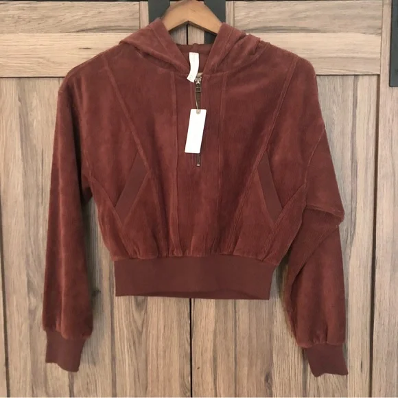 Anthropologie Daily Practice by Anthropologie Velour Corduroy Hoodie - Picture 2 of 5